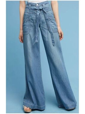 Anthropologie Pilcro Women’s Sz 30 High Rise Wide Leg Tie Waist Jeans Denim